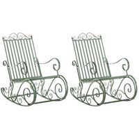 set de 2 mecedoras de hierro smilla metal verde antiguo 90x56x94 cm clp
