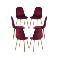 pack 6 sillas teok terciopelo de terciopelo 843942 cm - rojo