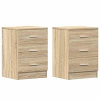 pack 2 uds mesitas de noche mesilla aglomerado color roble sonoma 38x35x56cm
