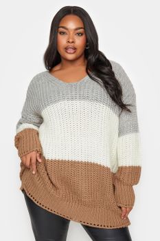 Yours Jersey De Punto Con Bloques De Color Neutro, Mujer Curvy Y Tallas Grandes, Yours