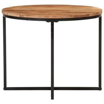 Mesa De Café - Mesa De Centro De Madera Maciza De Acacia Y Hierro 55x55x45 Cm