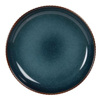 Plato de cerámica azul y marrón