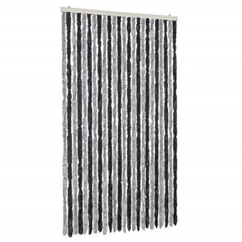 Cortina Antimoscas Chenilla Gris Y Negro 100x230 Cm