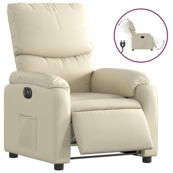 Sillón Reclinable Eléctrico De Cuero Sintético Crema Vidaxl
