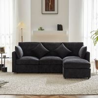 sofa esquinero de 4 plazas - 216 x 161 x 81 cm - tela de chenilla - gris