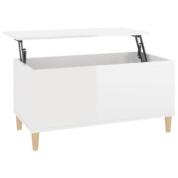 Mesa De Centro 44,5x90x45 Cm Madera Trabajada Y Madera Maciza De Eucalipto - Blanco