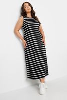 yours vestido negro de rayas sin manga con vuelo mujer curvy y tallas grandes yours