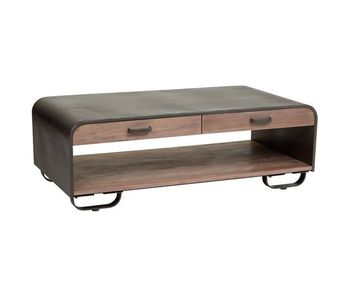 Mesa de centro de madera y metal negro 120x62x41