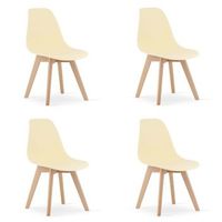set de 4 silla de comedor polipropileno valora kito asiento ergonomico crema