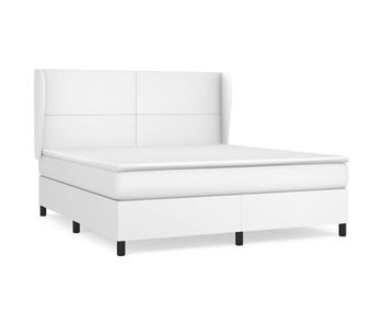 Cama box spring con colchón cuero sintético blanco 180x200 cm diseño plano