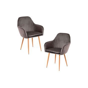 Pack 2 Sillas Chic De Terciopelo 87*56*44 Cm - Gris Oscuro
