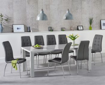 Atlanta 200cm Light Grey High Gloss Dining Table with Calgary Chairs