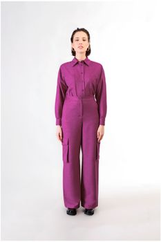 pantalón ancho con grandes bolsillos hot pink
