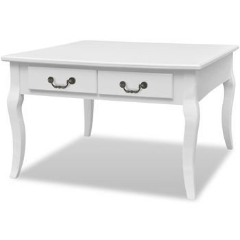 Mesa De Café - Mesa De Centro Con 4 Cajones Blanco