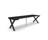 mesa consola extensible mesa comedor plegable 262x90x73cm para 12 comensales patas madera maciza estilo moderno negro