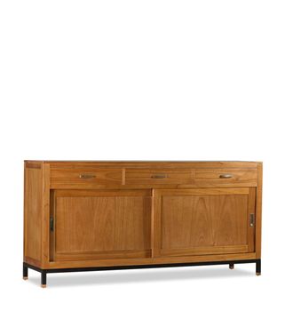 Bufet de madera de mindi marrón y hierro negro anch. 180 cm