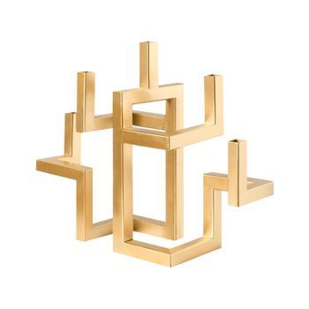 Candelabro Para 5 Velas Decoración Minimalista Dorado Raposo