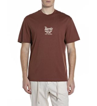 Replay para hombre. M3374.000.23608P Camiseta estampado cóctel chocolate (S), Marrón, Casual, Algodón, Manga corta