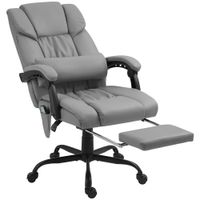 vinsetto silla de oficina con masaje de 6 puntos respaldo alto reclinable altura ajustable reposapies y mando a distancia gris   aosom espana
