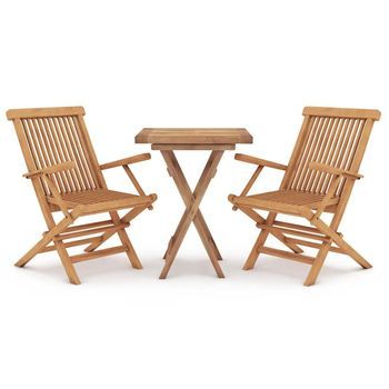 Juego De Comedor Para Jardín 3 Piezas Madera Maciza De Teca Vidaxl