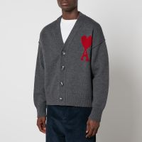ami de coeur logo merino wool cardigan - xl