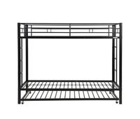 litera de metal de 90x200 cm - con cama nido de 90x190 cm con ruedas - negro