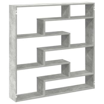 Estante Cubo De Pared 7 Compartimentos Madera Gris Hormigón Vidaxl