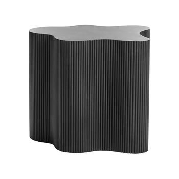 Mesa Auxiliar Tablero De Mdf Forma Irregular Diseño Acanalado 40 X 50 Cm Negro Perry
