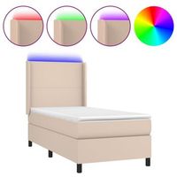 cama box spring colchon led cuero sintetico capuchino 90x190 cm vidaxl