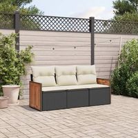 conjunto de sofas de jardin con cojines 3 uds  mueble jardin mesa y sillas ratan sintetico negro cfw763040