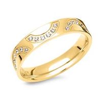 anillo de acero inoxidable chapado en oro con 18 piedras