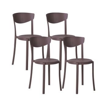 Conjunto De 4 Sillas De Comedor De Polipropileno Ligero Resistente Marrón Vieste