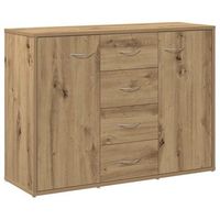 aparador de madera de ingenieria roble artisan 88x30x64 cm