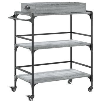 Carrito De Cocina，estantería De Cocina, Carrito De Servir Madera Ingeniería Gris Sonoma 81,5x41x92,5 Cm