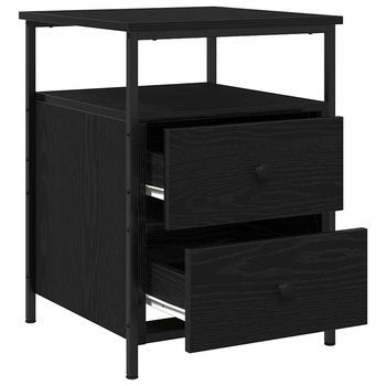 Pack 2 Uds Mesita De Noche | Armario De Noche | Mesa De Noche Con Cajón Roble Negro 34 X 35,5 X 50 Cm