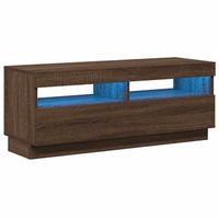 mueble tv  mueble de salon  armario tv con luces led marron roble 100x35x40 cm