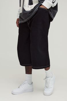 Pantalón Deportivo Plus Con Costuras En Contraste, Negro