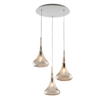 Lámpara De Suspensión Nemesis En Hierro Con Cristal Pyrex Ámbar 3 Luces 141 Ø50 Bl280-s3-am