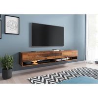 mueble de tv lowboard a 180 cm mueble de television mueble de salon sin iluminacion led color madera old style