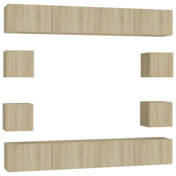Juego De Muebles De Salón 8 Piezas Roble Sonoma Vidaxl