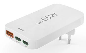 CARGADOR DE PARED HAMA 65W PLEGABLE 2xUSB-C PD 1xUSB-A MINICARGADOR COLOR BLANCO