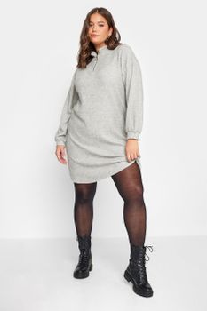 Yours Vestido Corto De Punto Gris Suave, Mujer Curvy Y Tallas Grandes, Yours