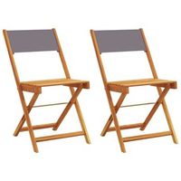 pack 2 uds silla de jardin  sillas de bistro madera maciza acacia y tela antracita