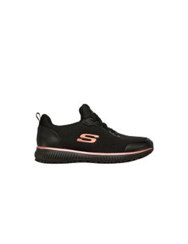 Zapatillas Skechers Squad Sr Mujer Black Flat Knit /Rose Gold Trim