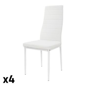 Juego de 4 sillas de comedor tapizadas en piel sintética color blanco