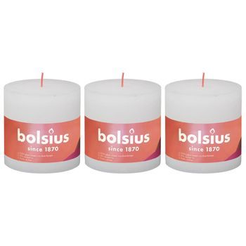 Velas Rústicas Shine 3 Unidades Blanco Turbio 100x100 Mm Bolsius