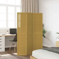biombo separador de 3 paneles madera maciza paulownia marron vidaxl