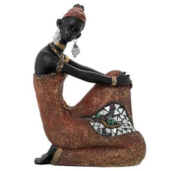 Figura Africana Negro Y Dorado