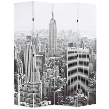 Biombo Divisor Plegable 160x170 Cm Nueva York Blanco Y Negro Vidaxl