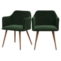 set de 2 sillas con reposabrazos de terciopelo verde oscuro